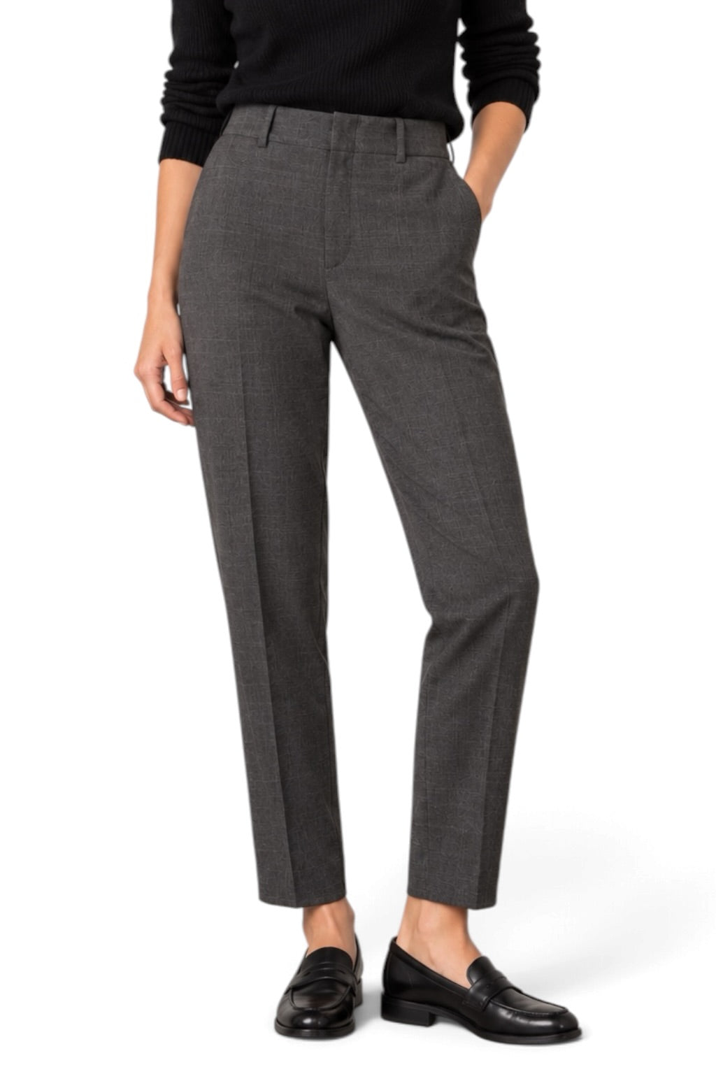 Isabel Marant Étoile Grey Check Virgin Wool Tapered Trousers Size 36