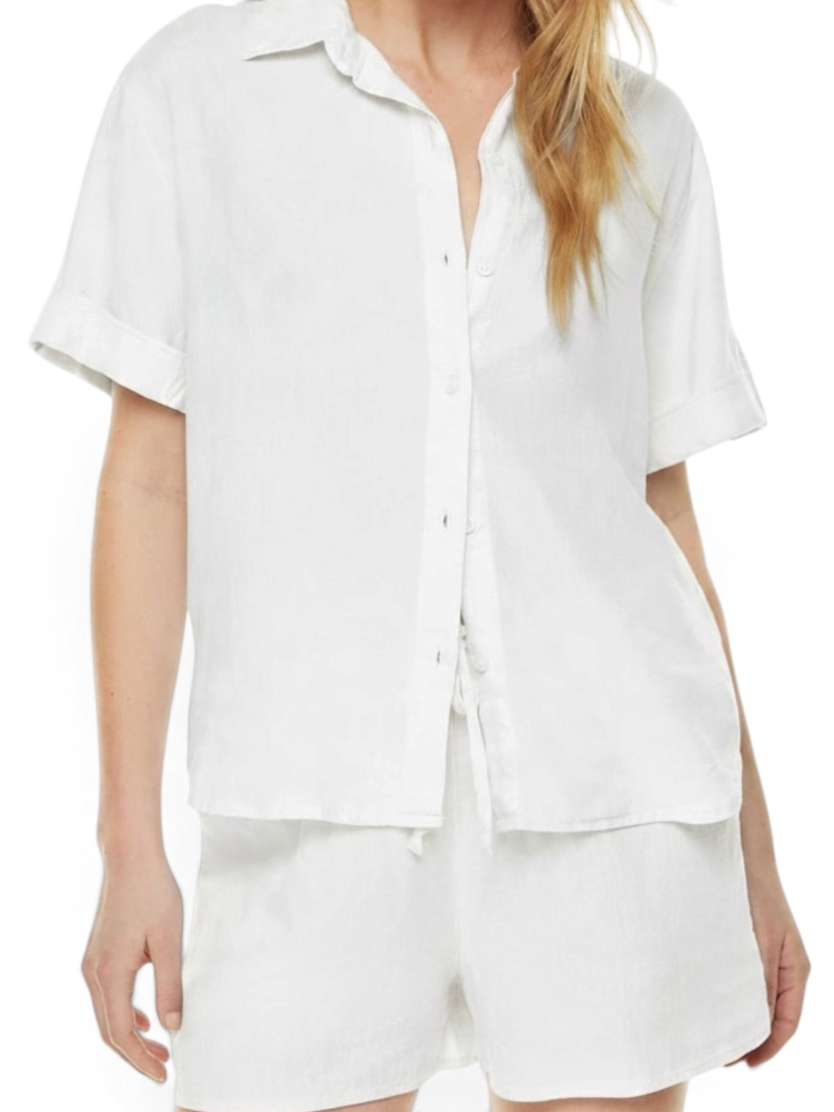 Wilfred Free White Darcy Linen Short Sleeve Button-Up Shirt Medium