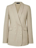 Theory Natural Linen Shawl-Collar Double-Breasted Blazer Size 10