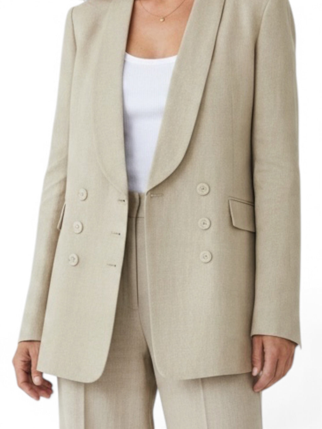 Theory Natural Linen Shawl-Collar Double-Breasted Blazer Size 10