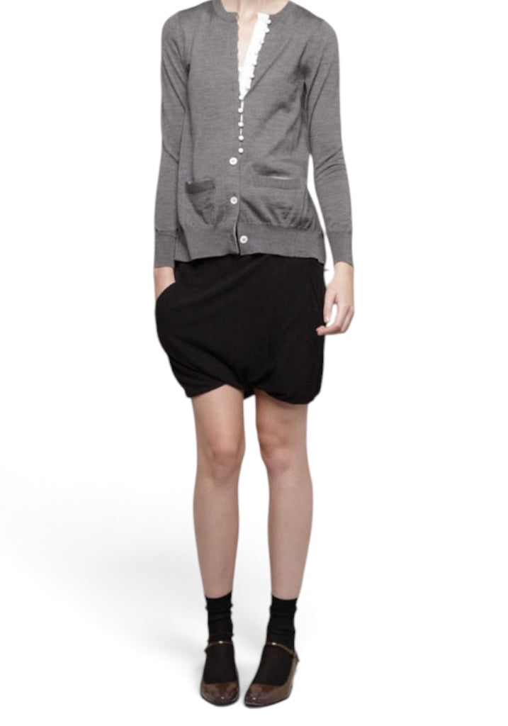 Sacai Grey Knit Cardigan with split Back Satin Size 3