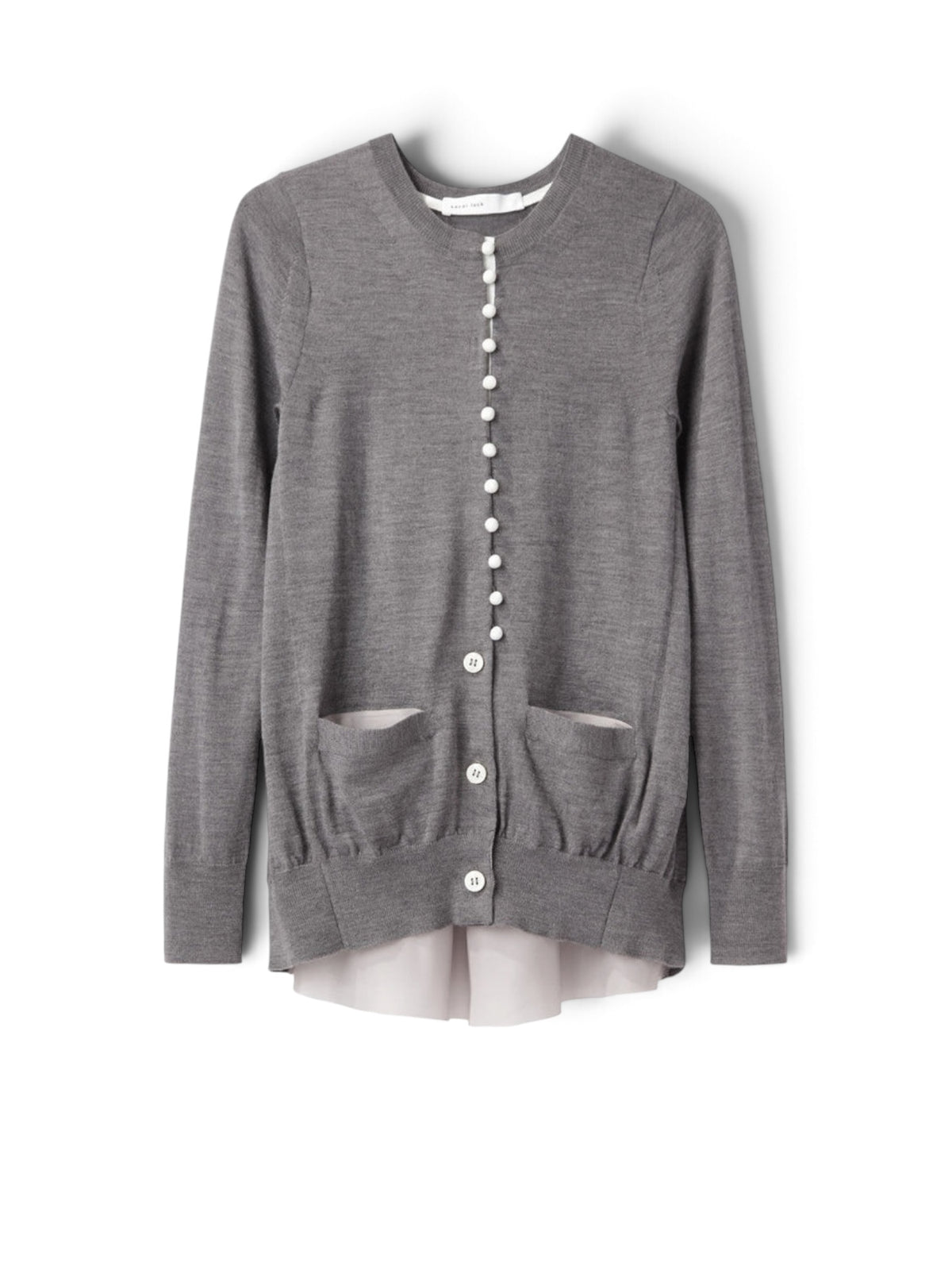 Sacai Grey Knit Cardigan with split Back Satin Size 3