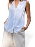 Babaton White Sleeveless V-Neck Blouse Medium