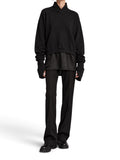 Haider Ackermann Black Funnel-Neck Sweatshirt Silk Hem Long Cuffs Small