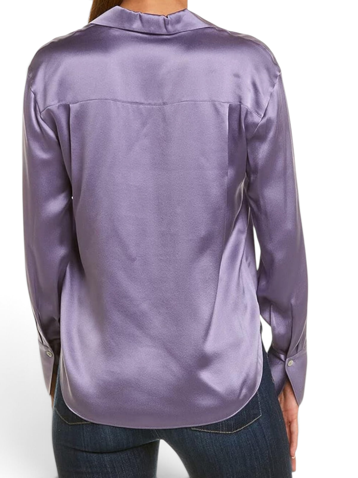 Vince Lavender 100% Silk Satin Button-Up Blouse Medium