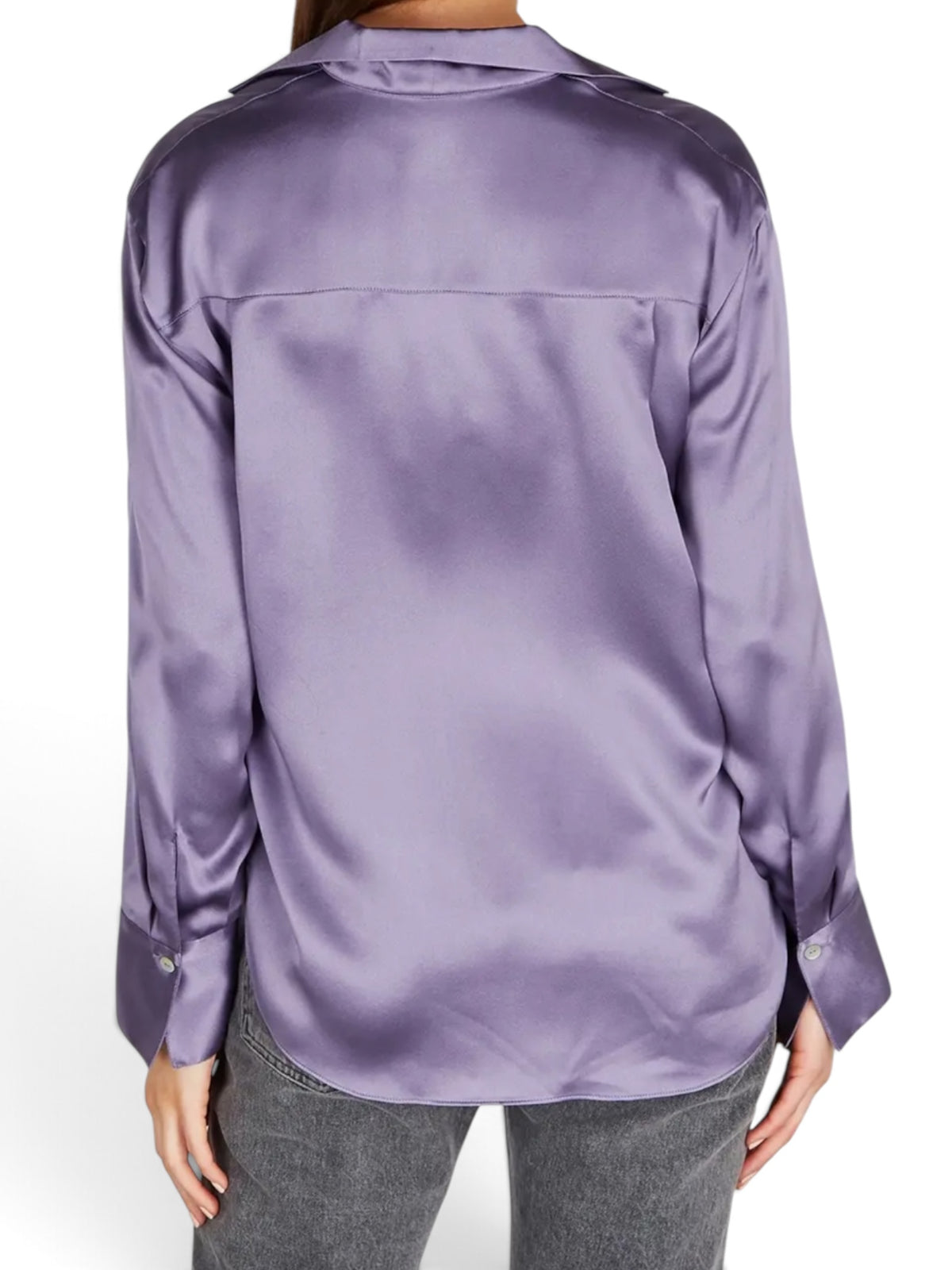 Vince Lavender 100% Silk Satin Button-Up Blouse Medium