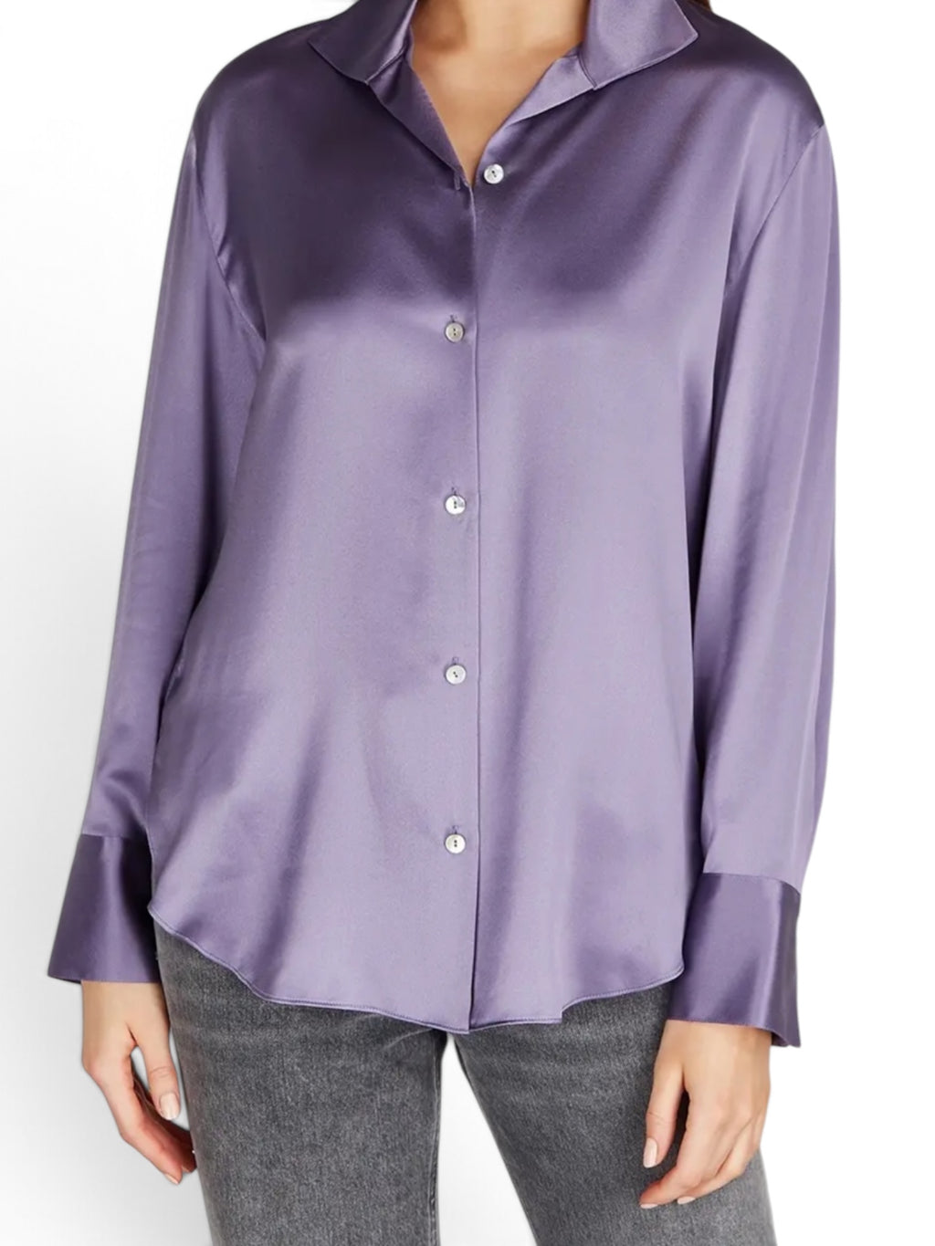 Vince Lavender 100% Silk Satin Button-Up Blouse Medium