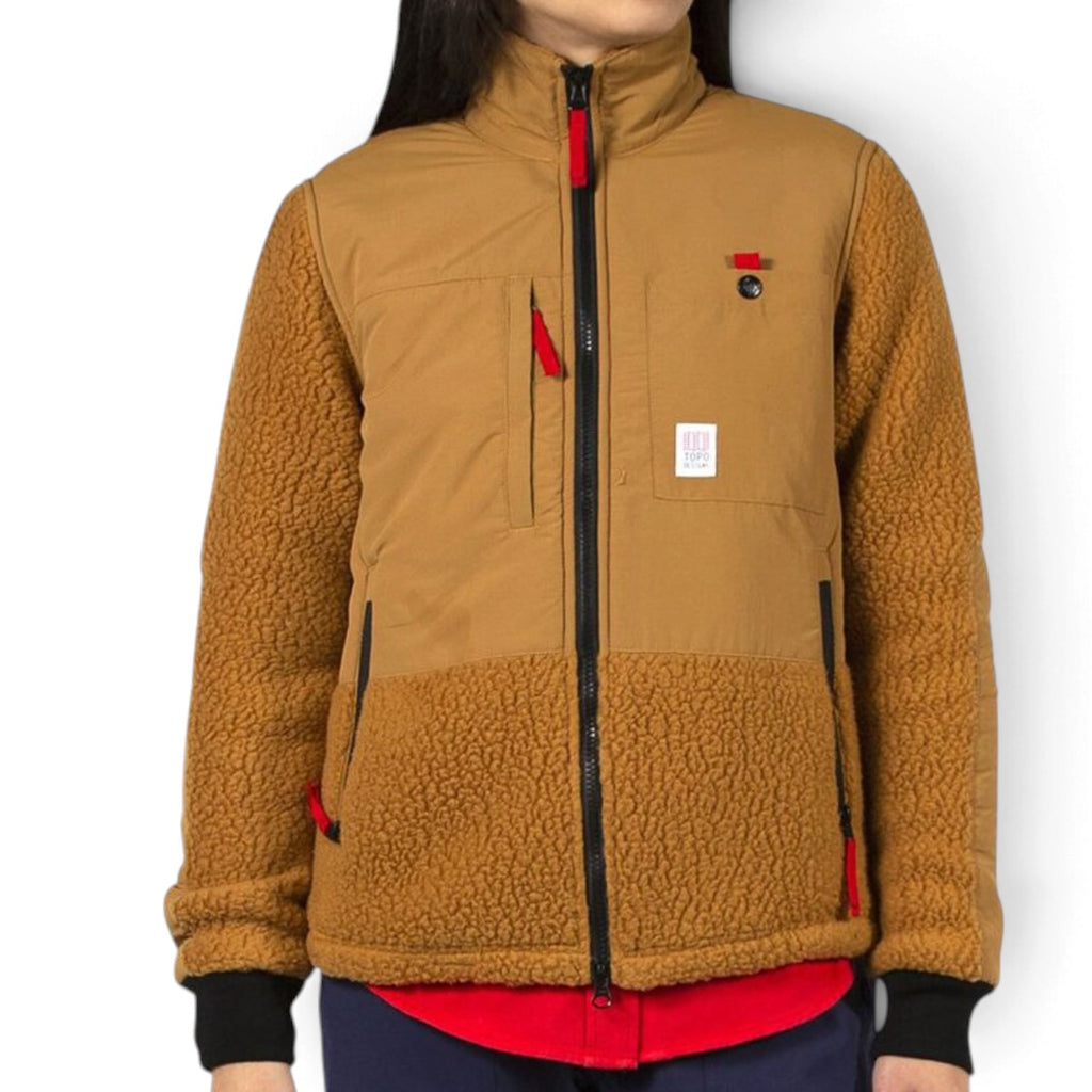 Topo Designs Women Tan Subalpine Fleece Jacket Extra Small Khaki