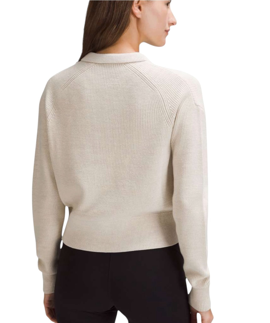 Lululemon Women’s Small Bone Ivory Collared Merino Wool Knit Sweater
