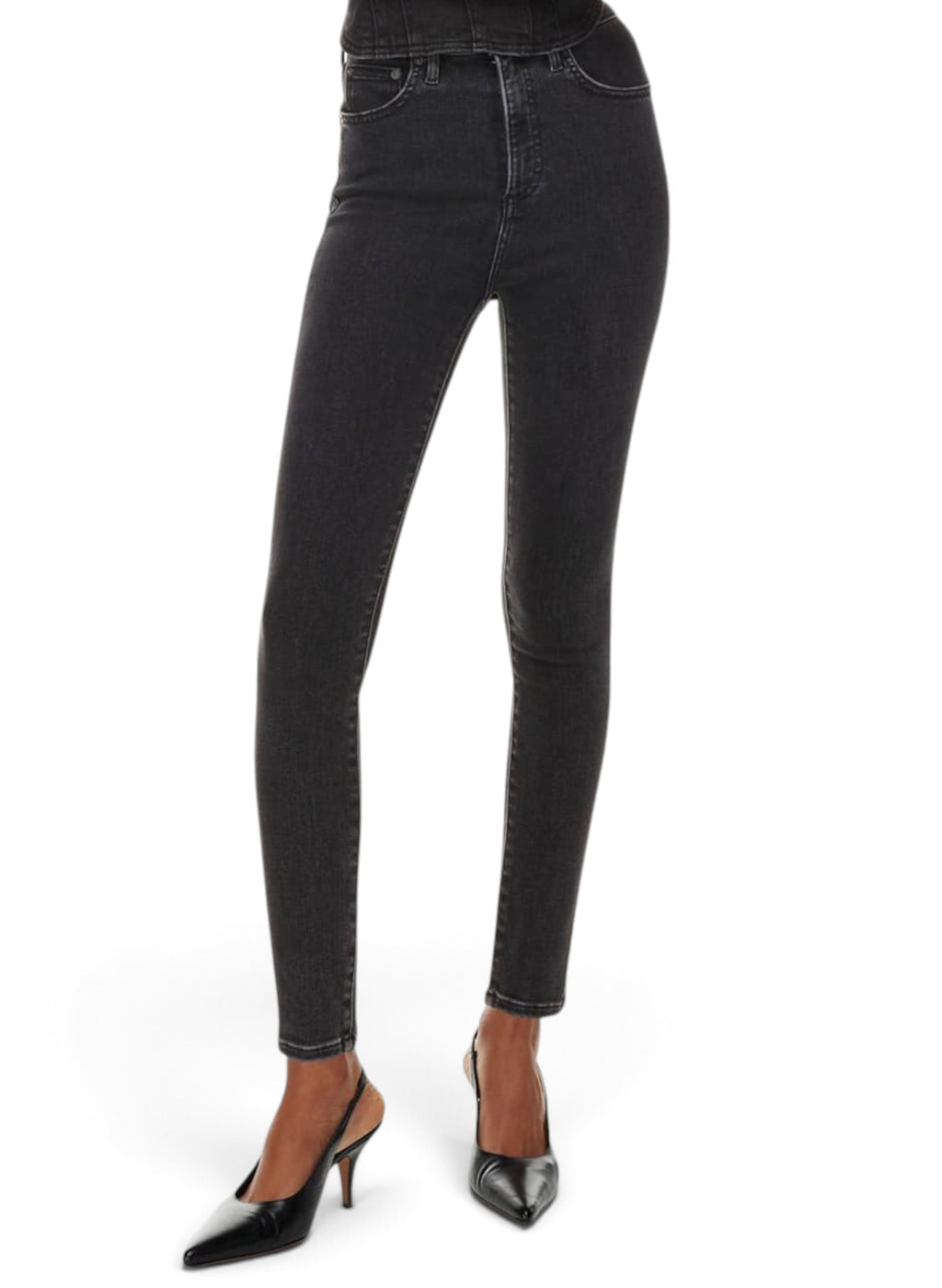 Denim Forum The Lola High Rise Skinny Jean Washed Black Size 30 28L