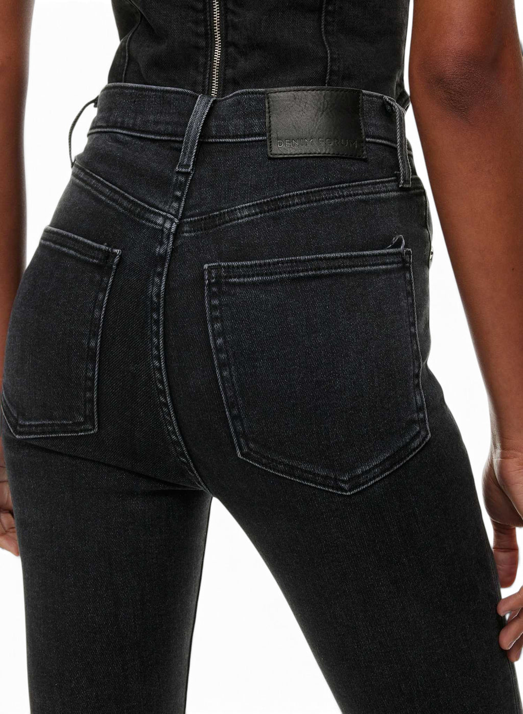Denim Forum The Lola High Rise Skinny Jean Washed Black Size 30 28L
