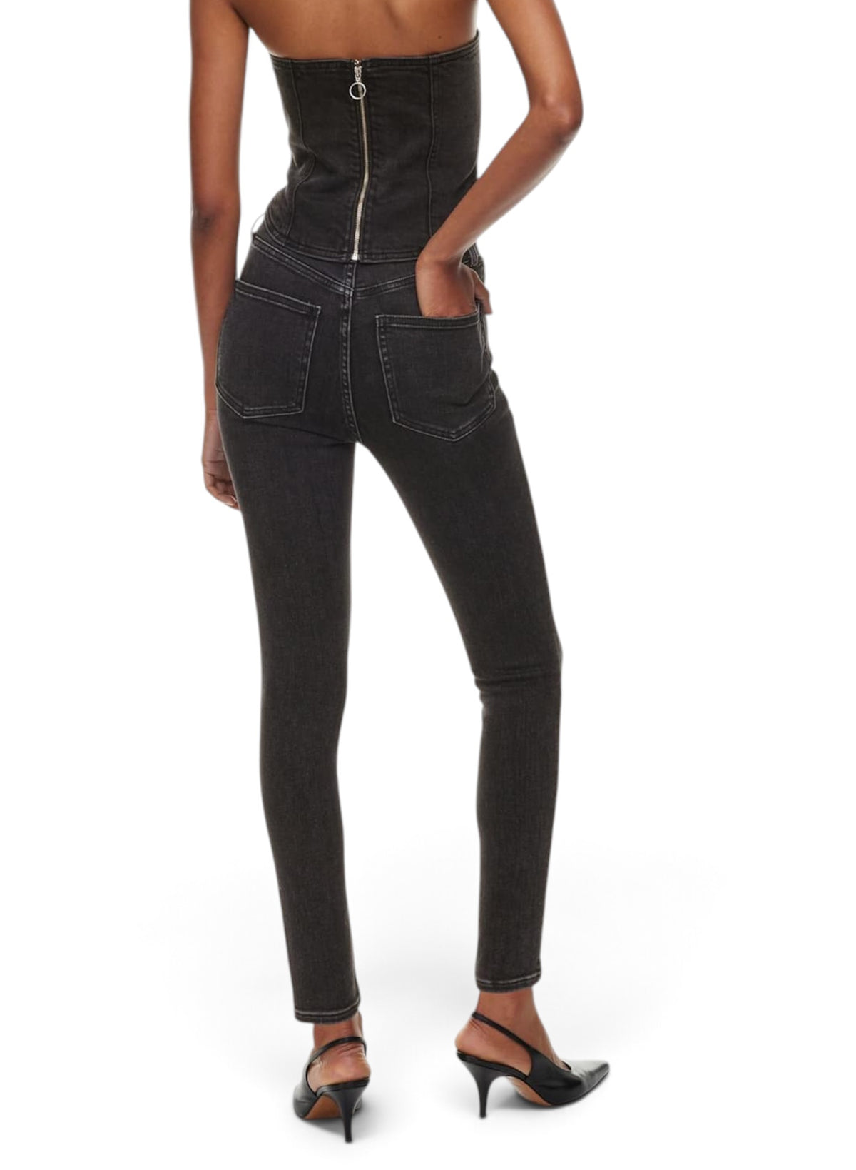 Denim Forum The Lola High Rise Skinny Jean Washed Black Size 30 28L