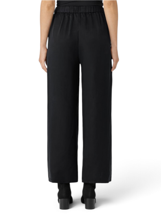 Eileen Fisher Organic Cotton Wide-Leg Cropped Jean Black Size XS 98% Organic Cotton