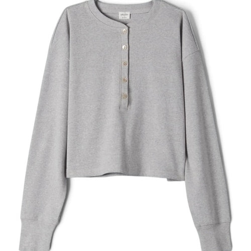 Aritzia Wilfred Free Mavis Grey Henley Long Sleeve Top Small