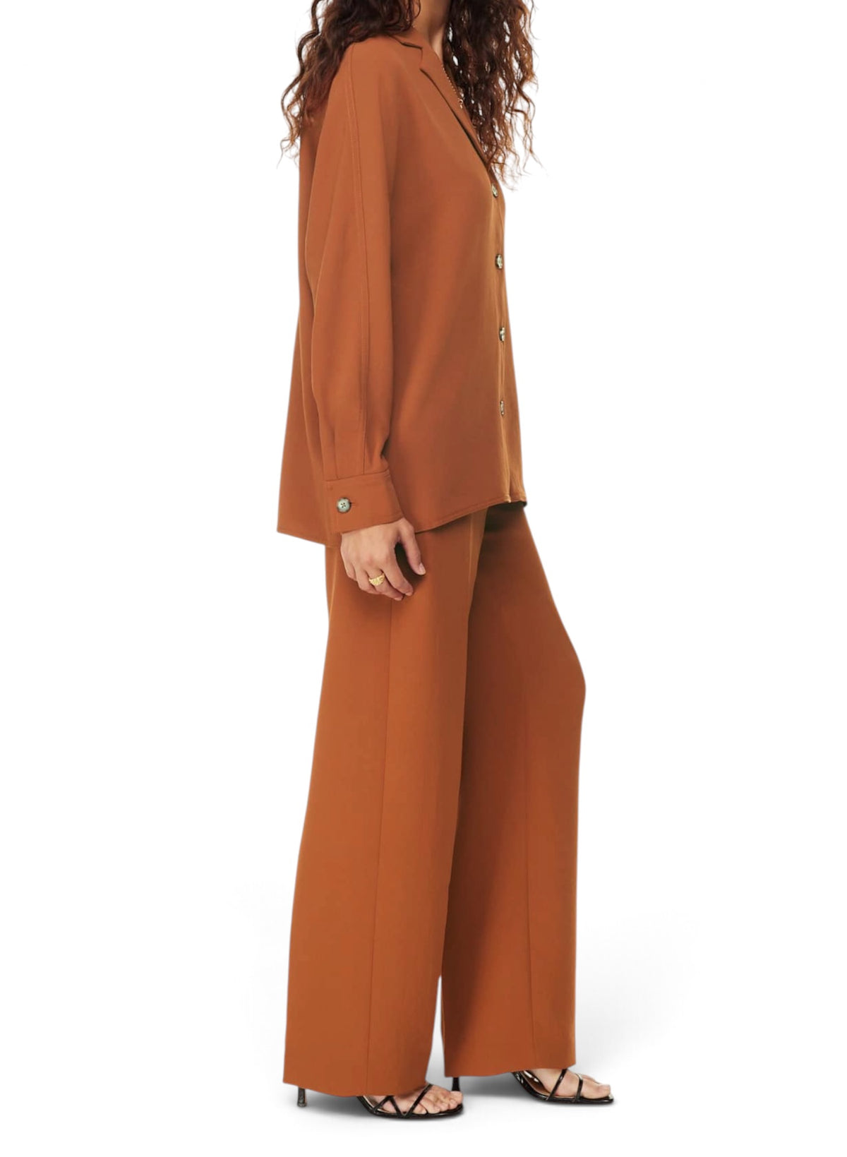 Aritzia Wilfred Freeform Shirt Crepette Button Up Blouse Brown Small