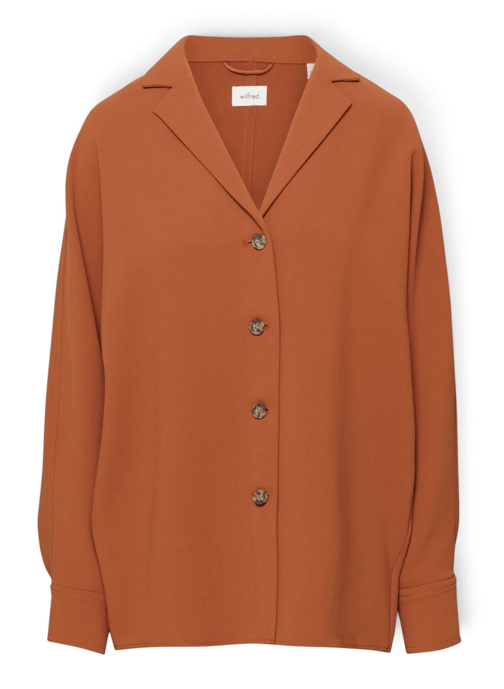 Aritzia Wilfred Freeform Shirt Crepette Button Up Blouse Brown Small