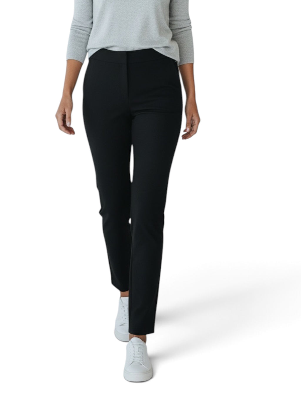 St. John Caviar Black Knit Slim Straight Ankle Pants Size 6