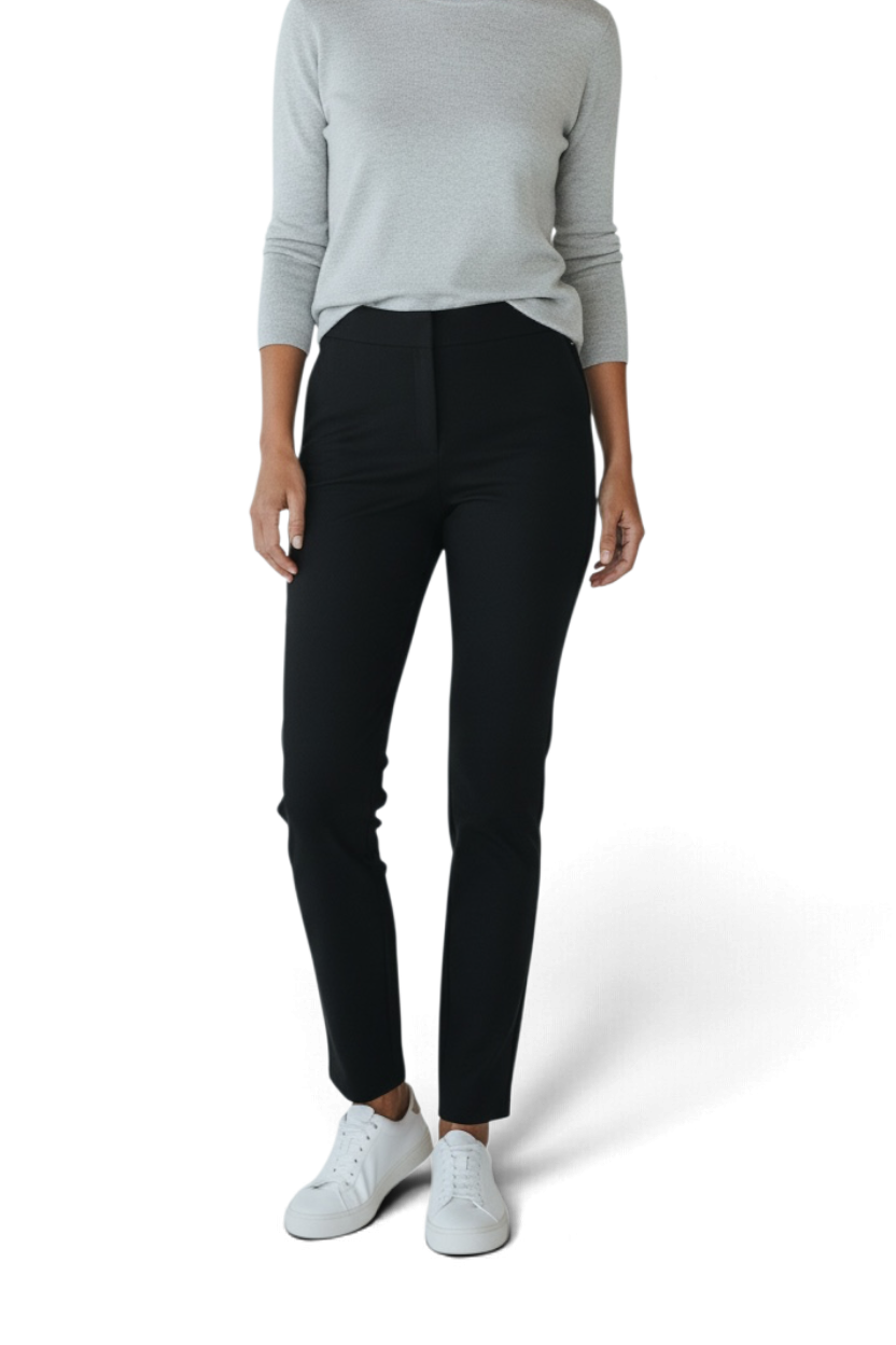 St. John Caviar Black Knit Slim Straight Ankle Pants Size 6