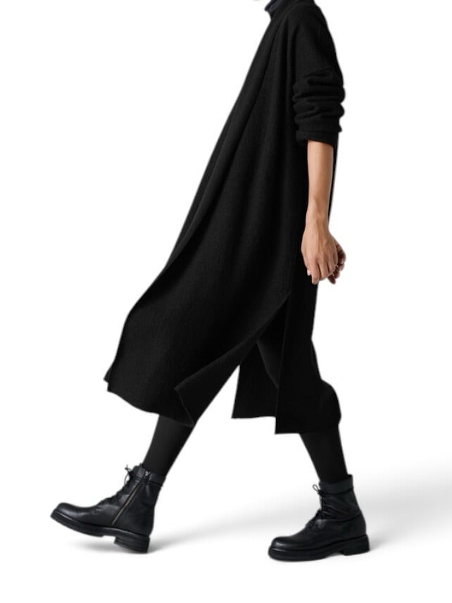 Eileen Fisher Lightweight Boiled Wool Icon Coat Black Size Medium Duster