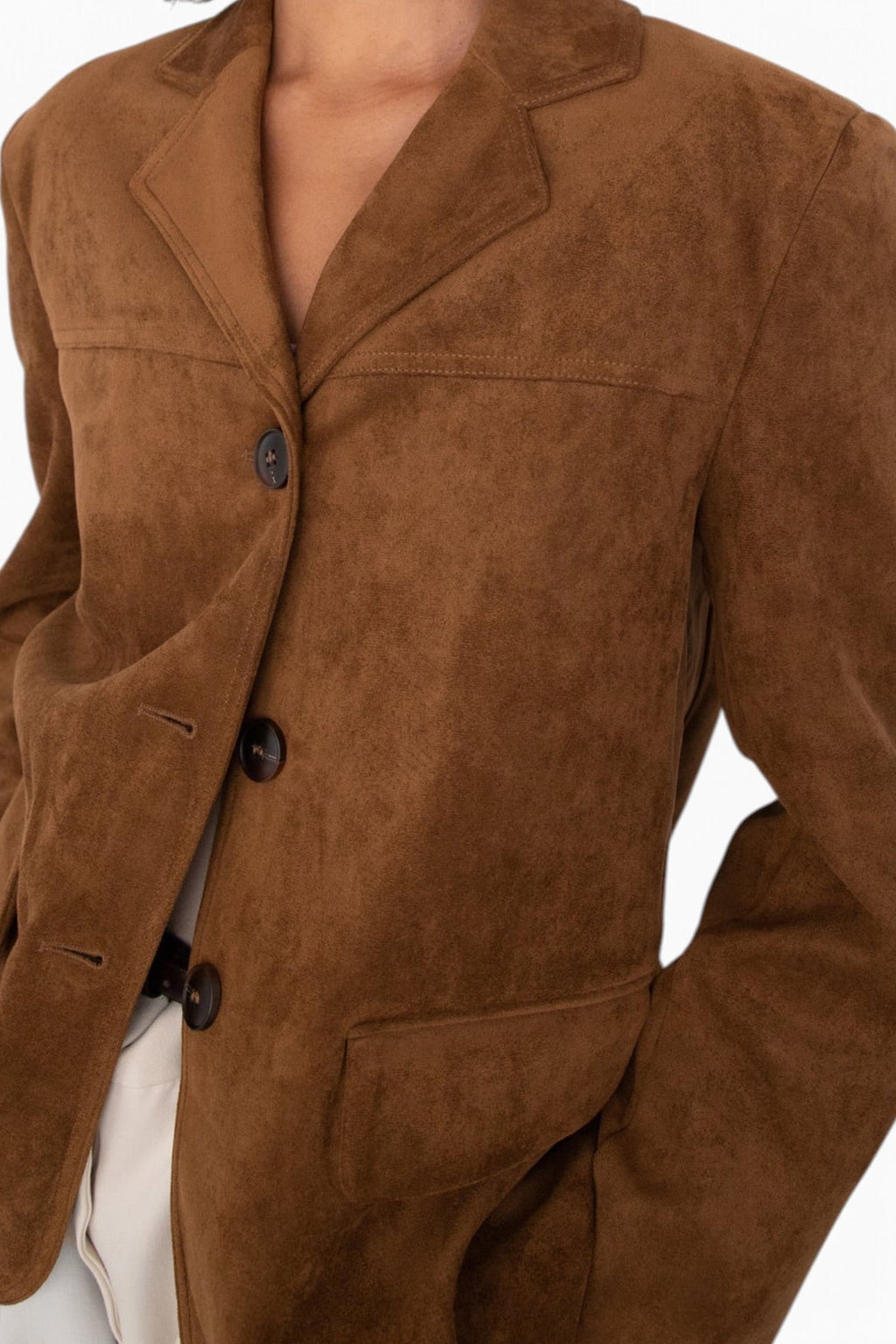 Oak + Fort Oversized Vegan Suede Blazer Brown Small