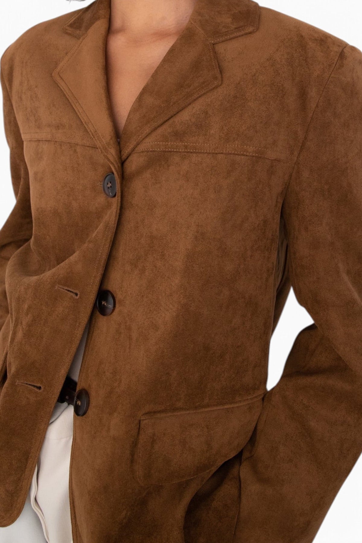 Oak + Fort Oversized Vegan Suede Blazer Brown Small