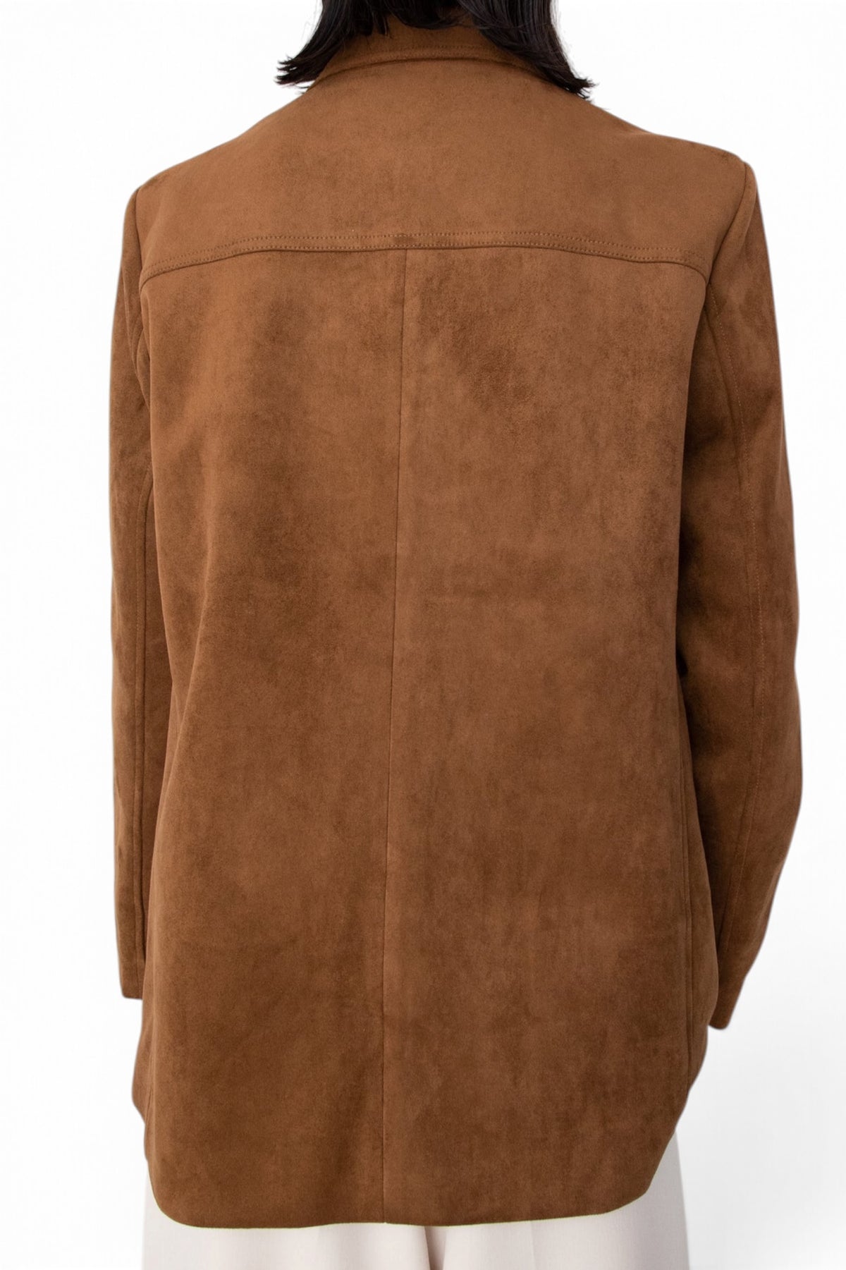 Oak + Fort Oversized Vegan Suede Blazer Brown Small