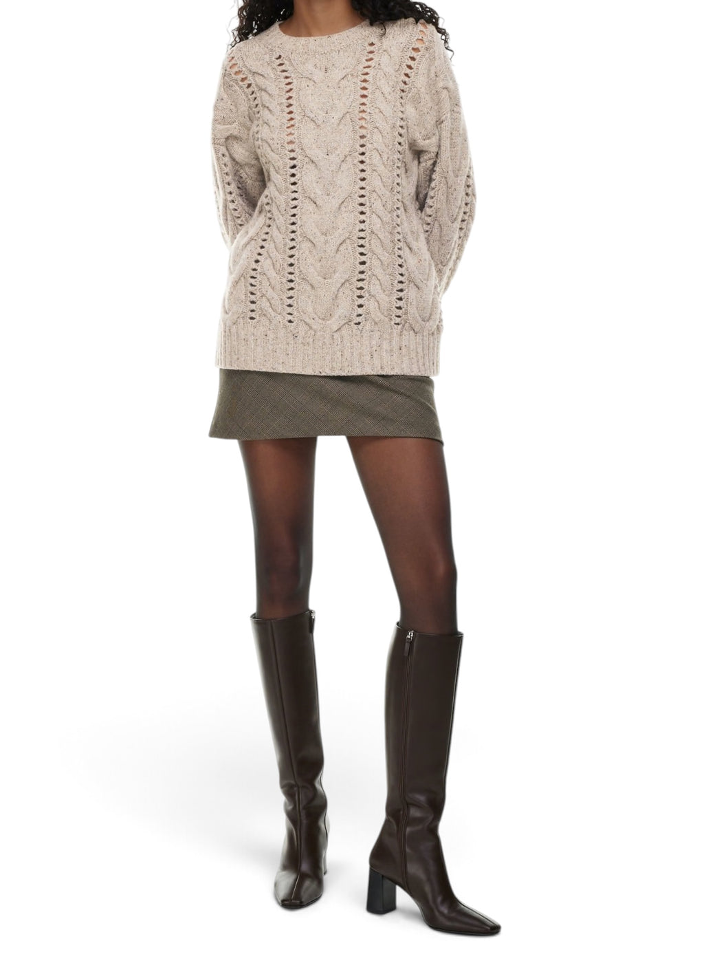 Wilfred Bronco Cable Knit Wool Blend Sweater Cream XS