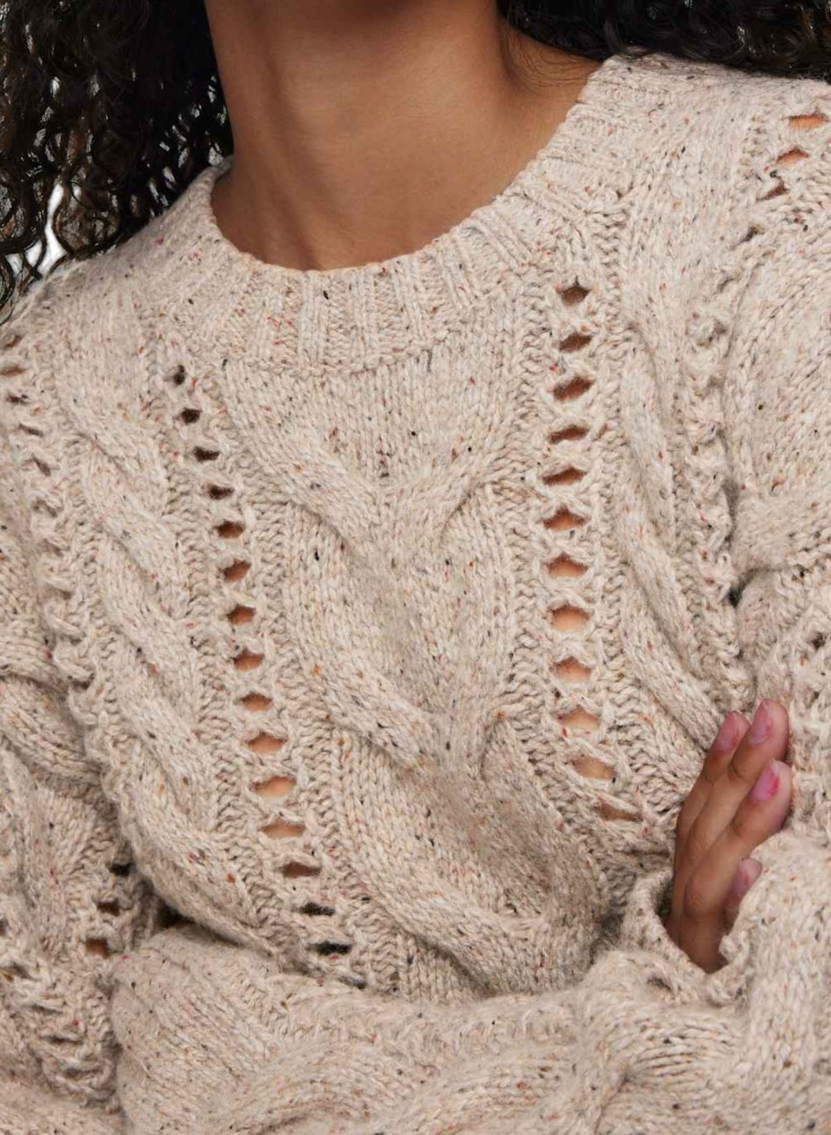 Wilfred Bronco Cable Knit Wool Blend Sweater Cream XS
