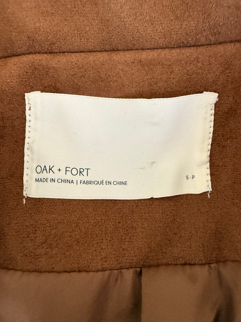 Oak + Fort Oversized Vegan Suede Blazer Brown Small