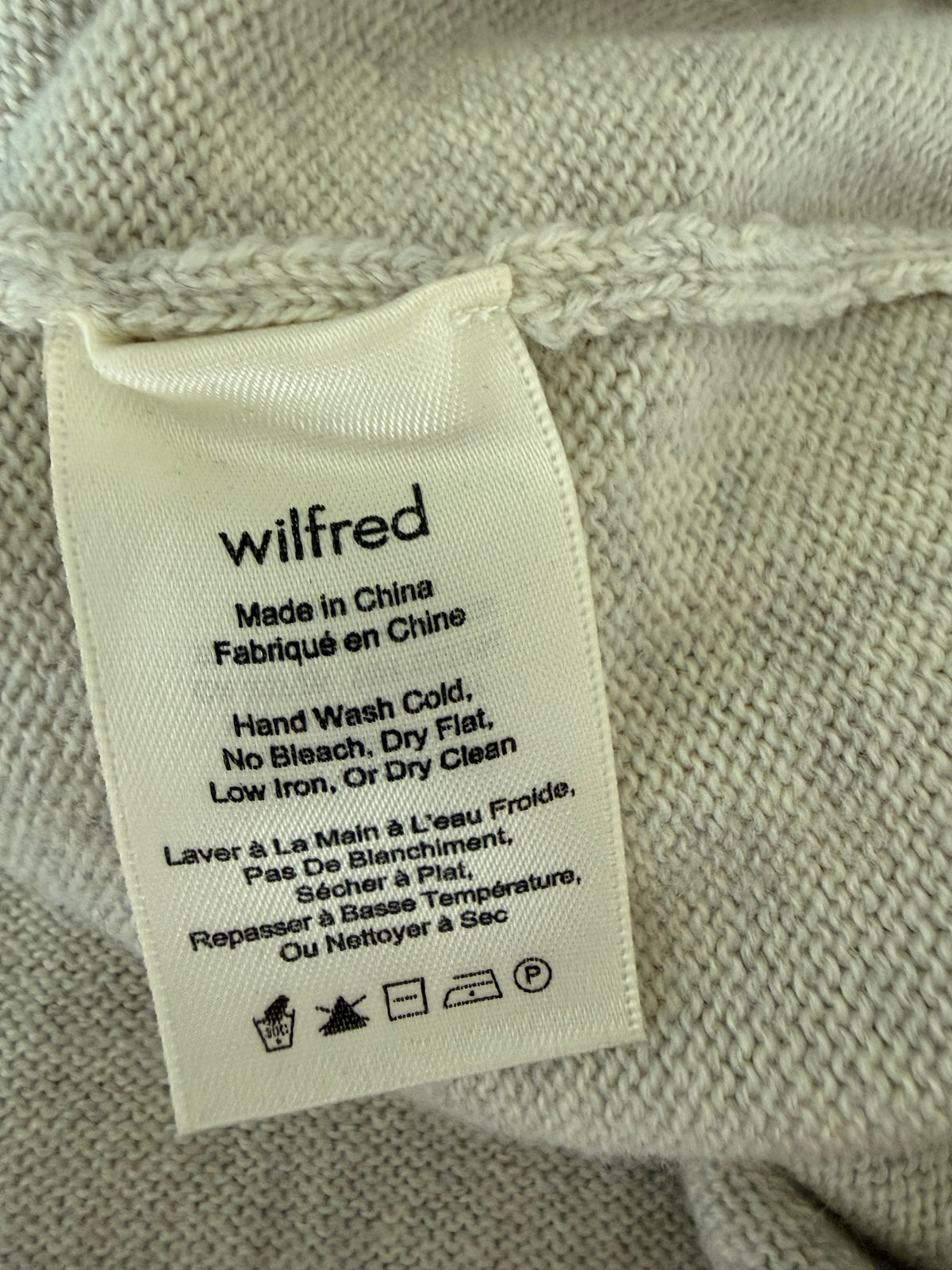 Wilfred Cyprie 100% Merino Wool Mockneck Sweater Grey XS