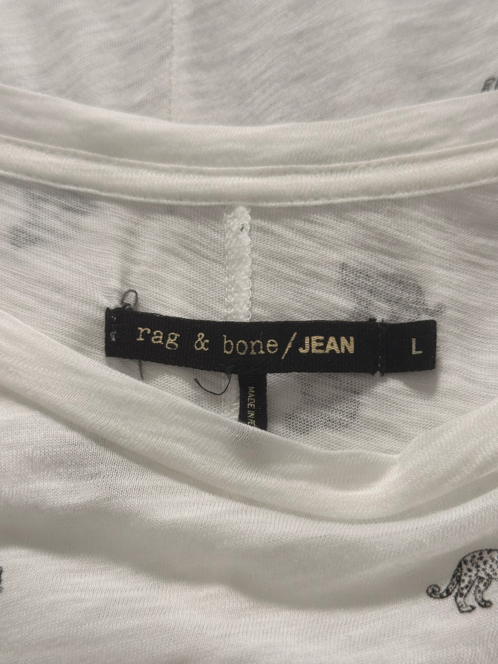 rag & bone/JEAN Leopard Print Cotton Tee Women’s Large White