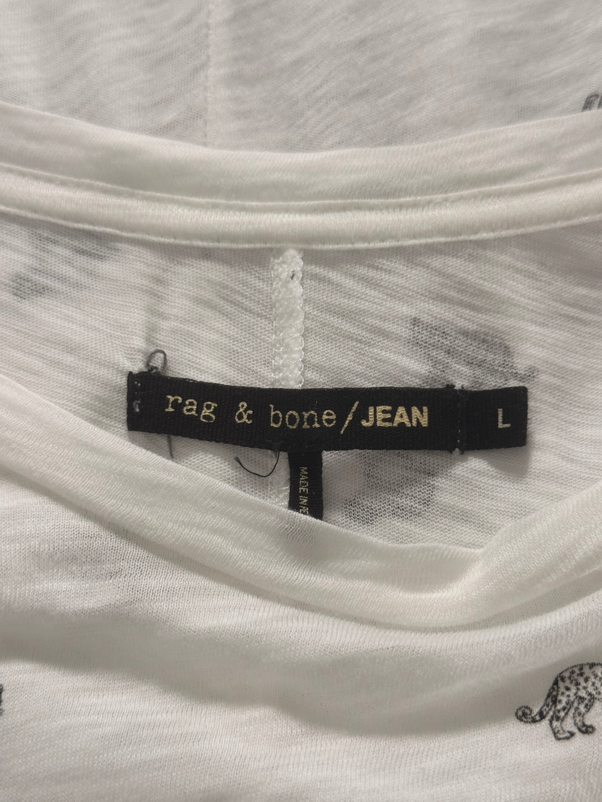 rag & bone/JEAN Leopard Print Cotton Tee Women’s Large White