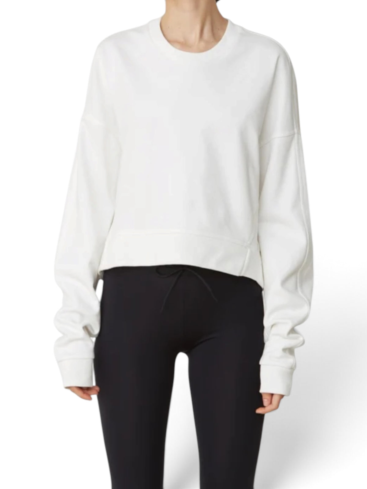 Y-3 Yohji Yamamoto Cream Cropped Sweatshirt Small