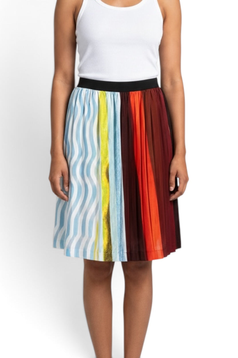 Dries Van Noten x Len Lye SS21 Colourblock Pleated Skirt Size 40 Small