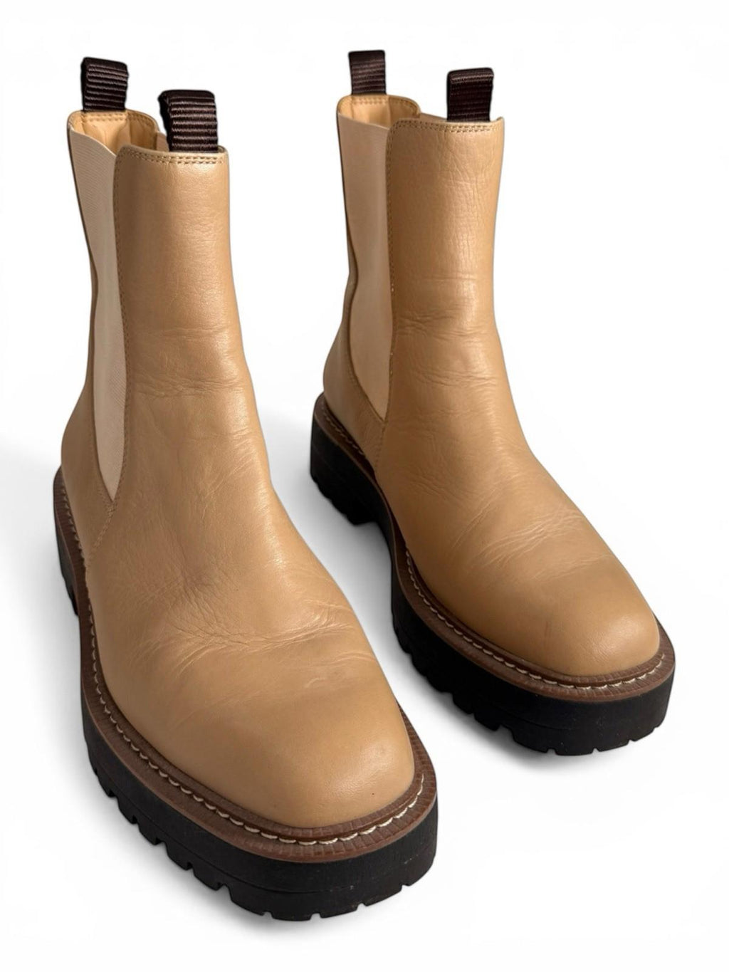 Sam Edelman Laguna Chelsea Boots Women US 7 Beige Sesame Leather Lug Sole Ankle - view 7