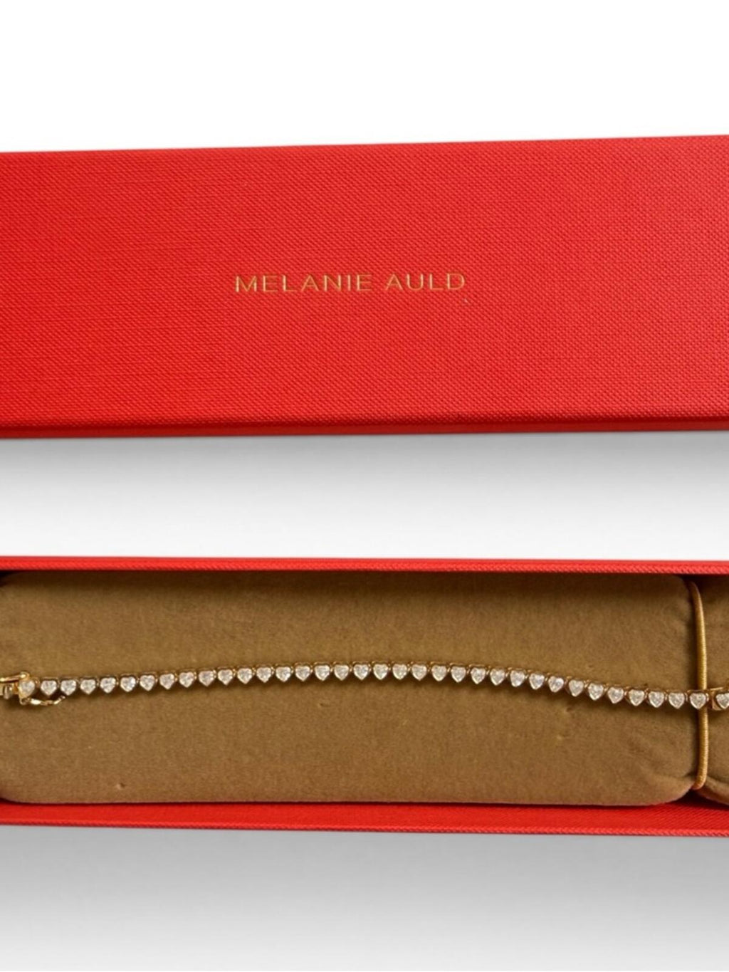 Melanie Auld Heart Tennis Bracelet Gold Tone 925 CZ Dainty Gift - view 2