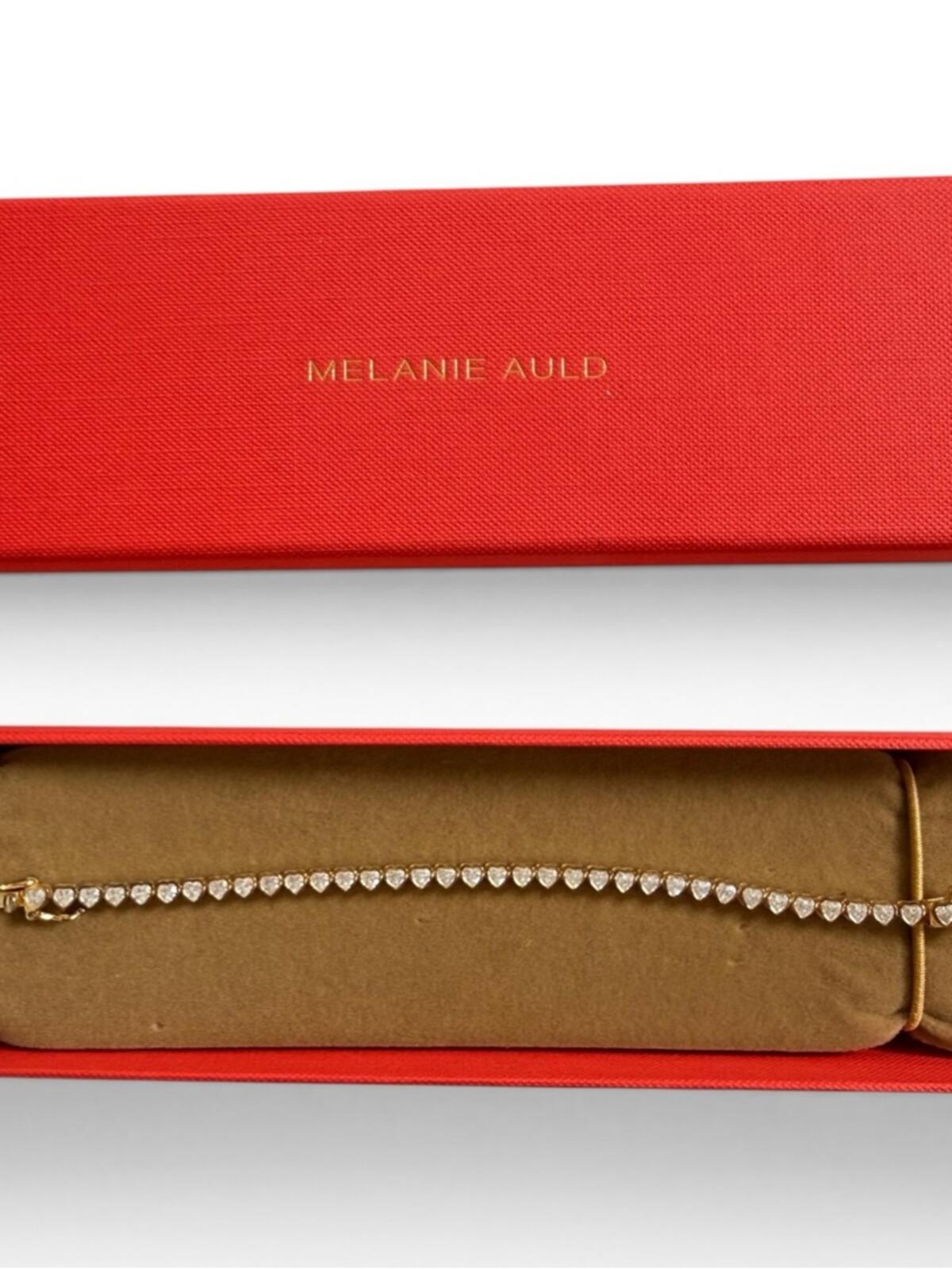 Melanie Auld Heart Tennis Bracelet Gold Tone 925 CZ Dainty Gift - view 2