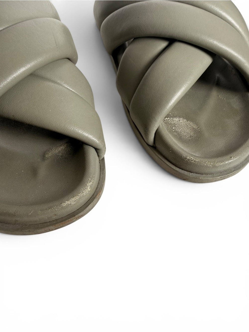 Anine Bing Lizzie Slides Green Khaki Lamb Leather Sandals EU 40 US 10 Women Shoe - view 8