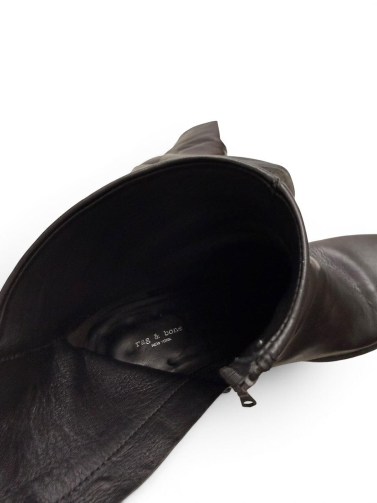 Rag & Bone Axel Leather Ankle Boots Square Toe Black Size 38 - view 4