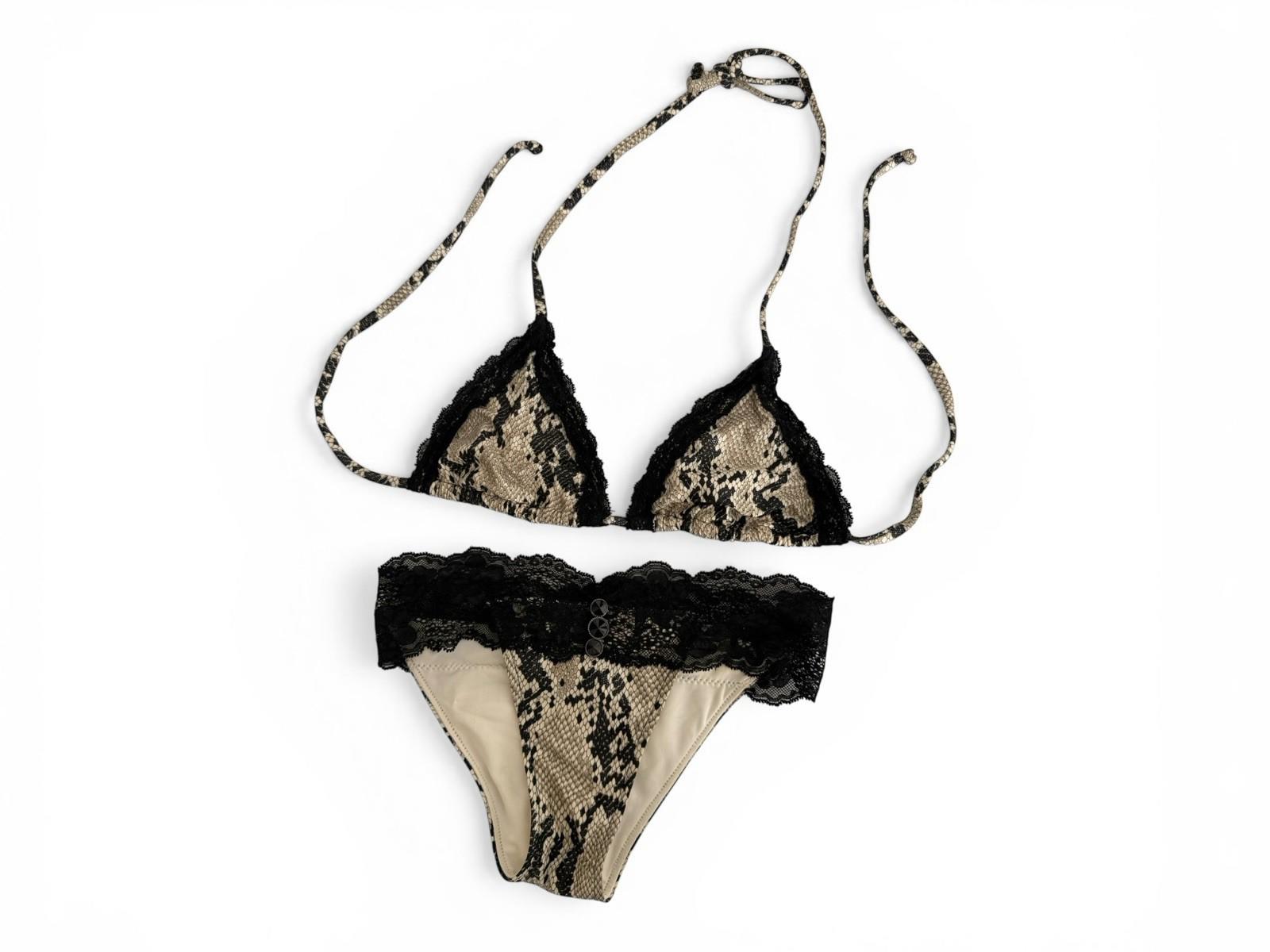 Beach Bunny Snake Print Bikini Set XS Black Lace Trim Limited Edition 1 of 500 - view 5
