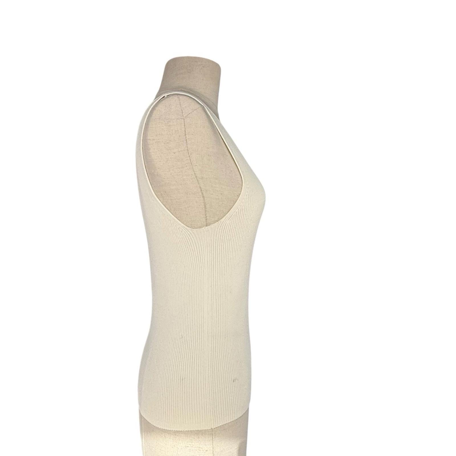 & Other Stories Atelier Women’s Ribbed Knit Ivory V-Neck Tank Top Small Shirt - view 4