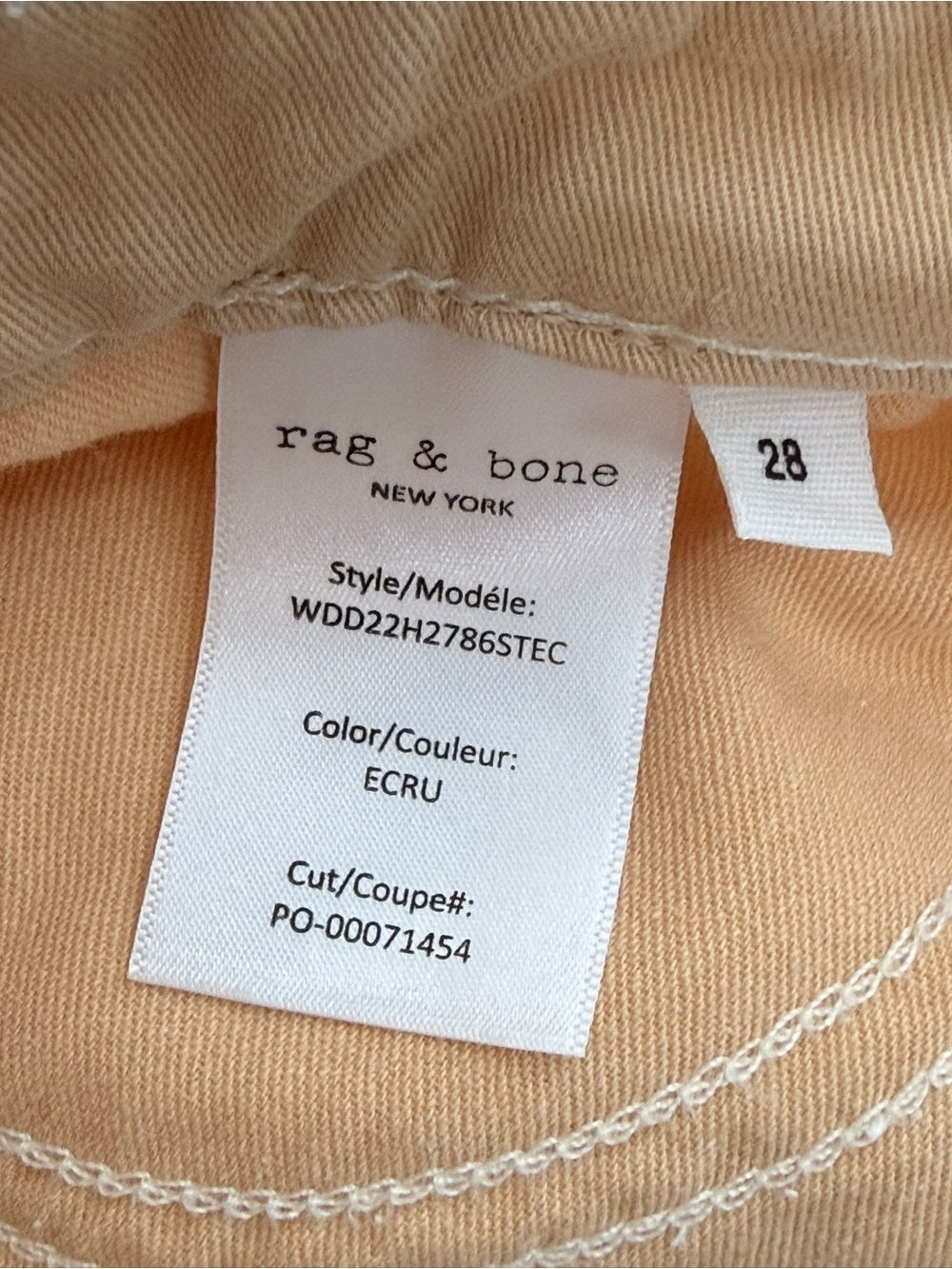 Rag & Bone Logan Wide Leg Jeans Ecru Off White Mid Rise Women's 28 Organic Denim - view 12