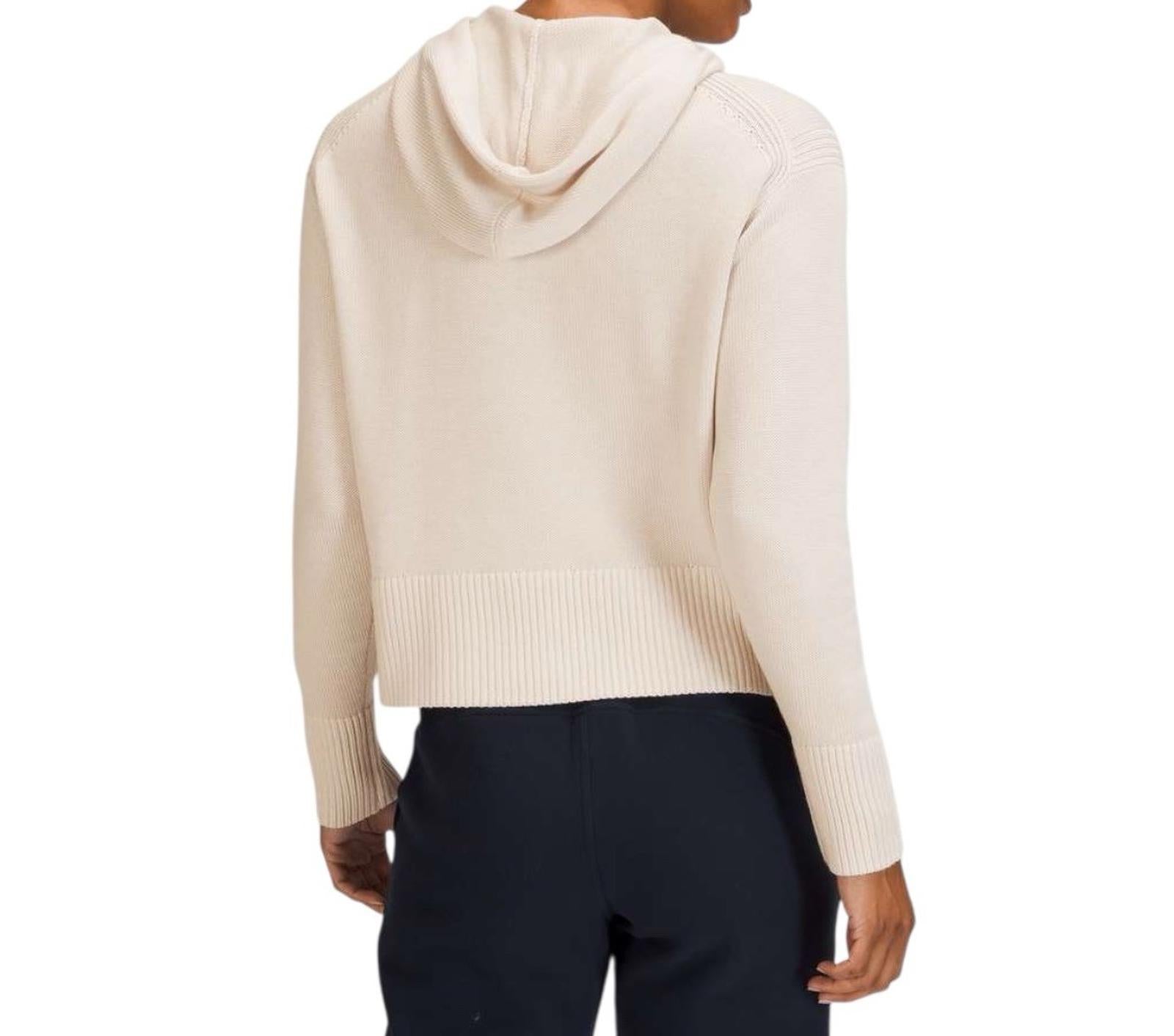 Lululemon Women’s Double Knit Sweater Hoodie White Opal Beige Knit Size XS/S NWT - view 4