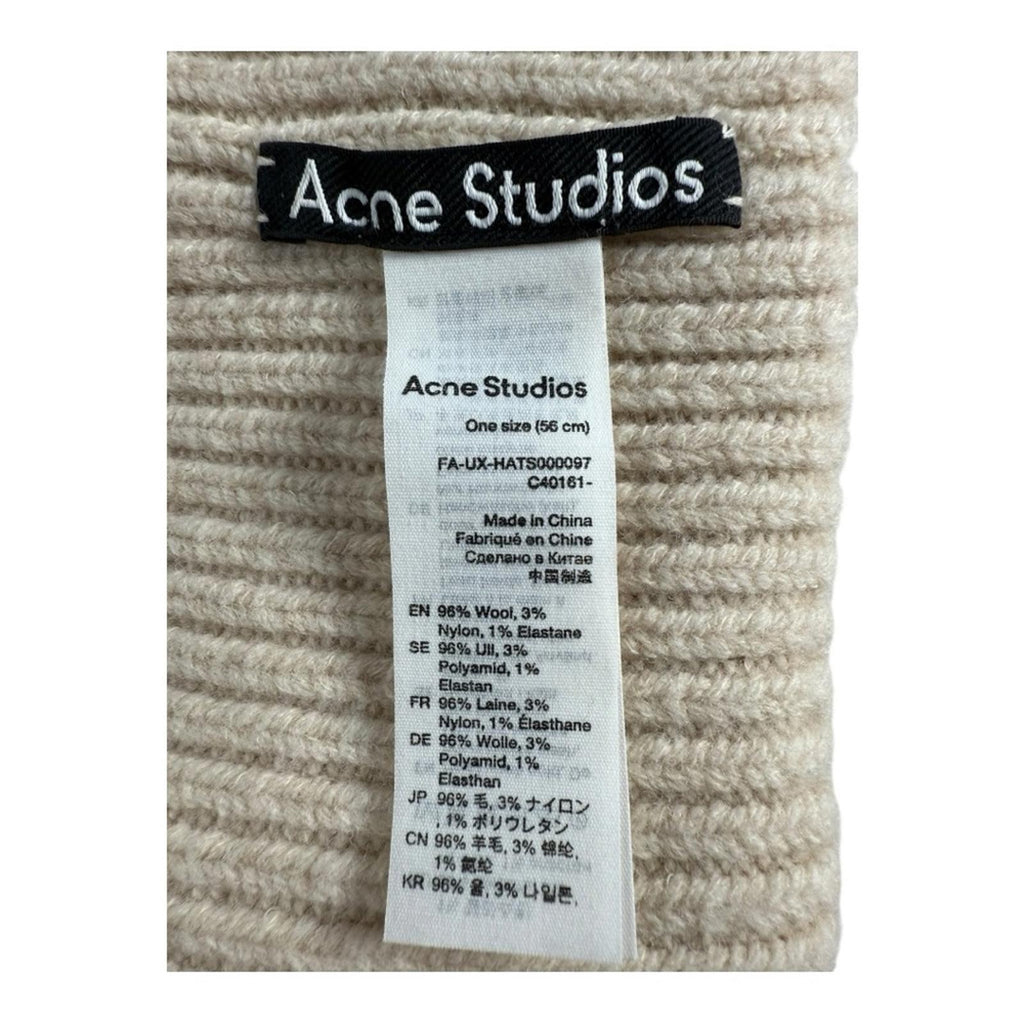 Acne Studios Kory Ribbed Wool Headband Ivory Off White Logo Patch One Size $225 - view 5