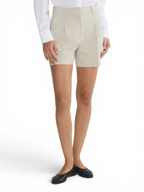 Aritzia The Effortless Mid-Thigh Shorts 6 Heather Matte Pearl Ivory High Rise