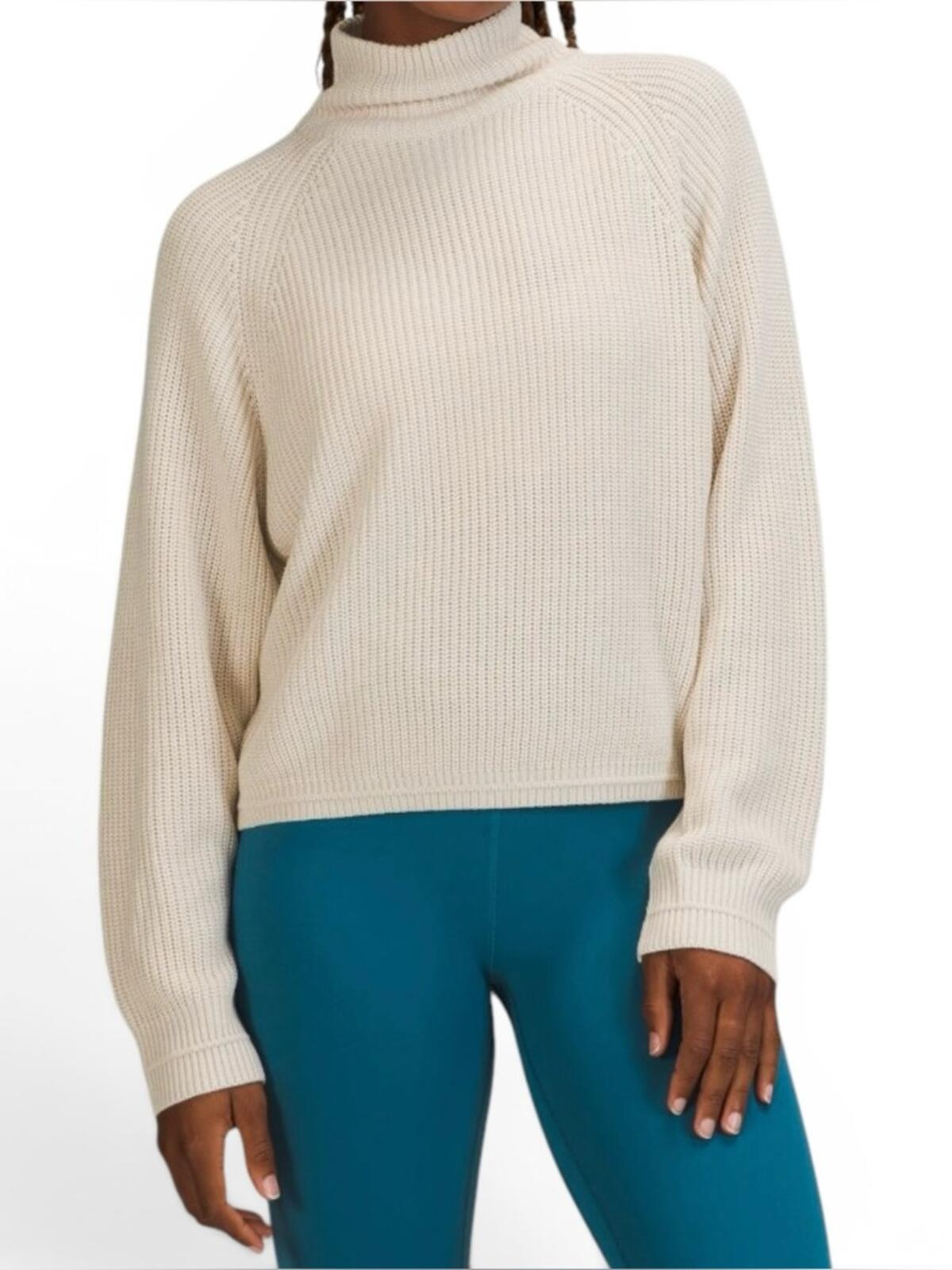Lululemon Ribbed Turtleneck Sweater Cashlu Knit Cream Relaxed Fit