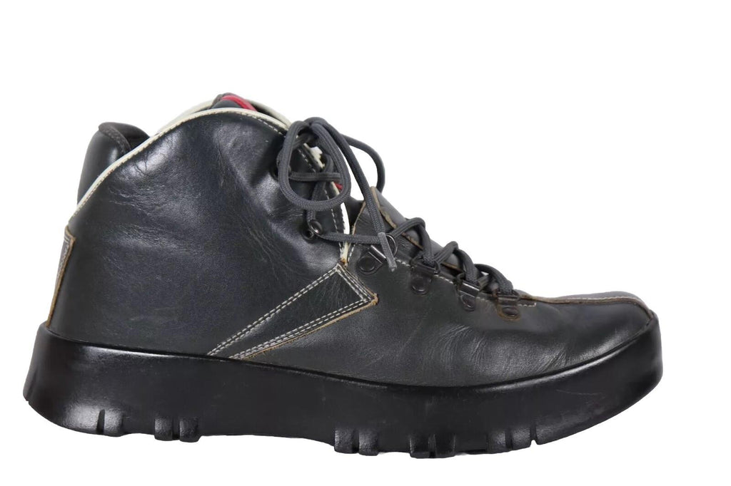 Prada Women’s Size IT 40 Green Leather Hiking Combat Boots Linea Rossa Vintage - view 12