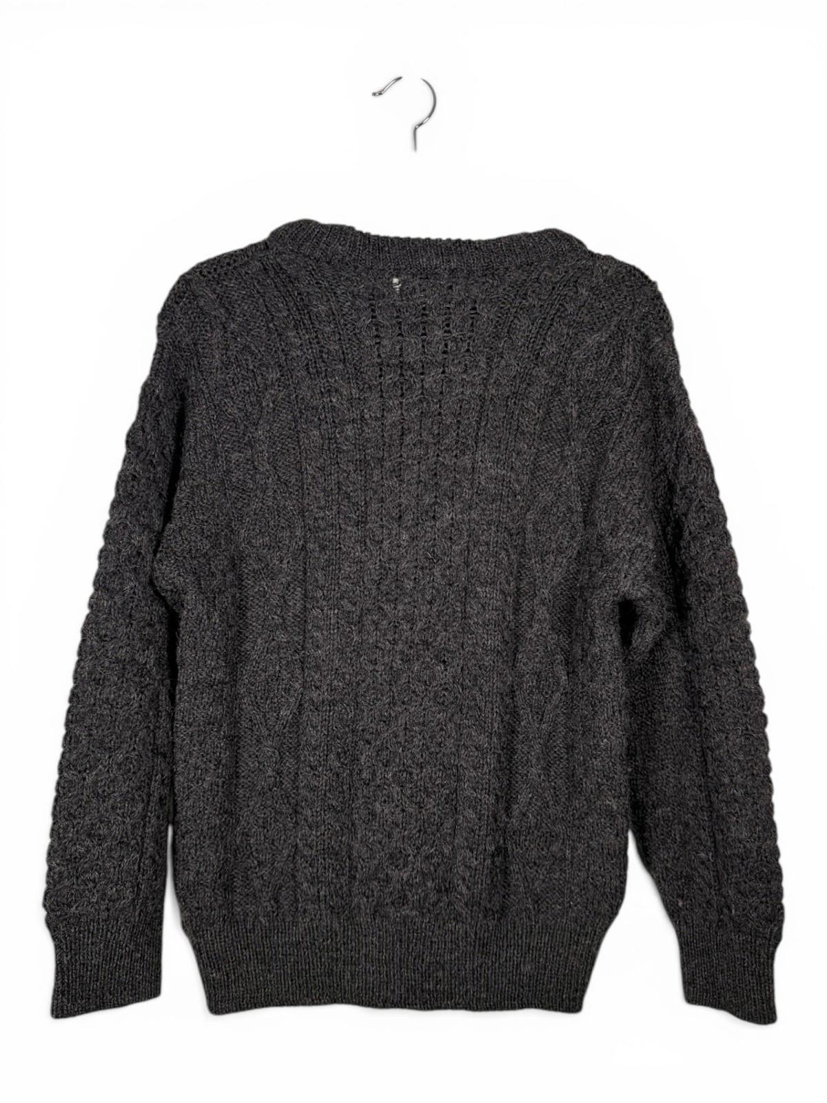 Aran Crafts Ireland Women's Small Charcoal Grey 100% Wool Cable Knit Sweater Top - view 3