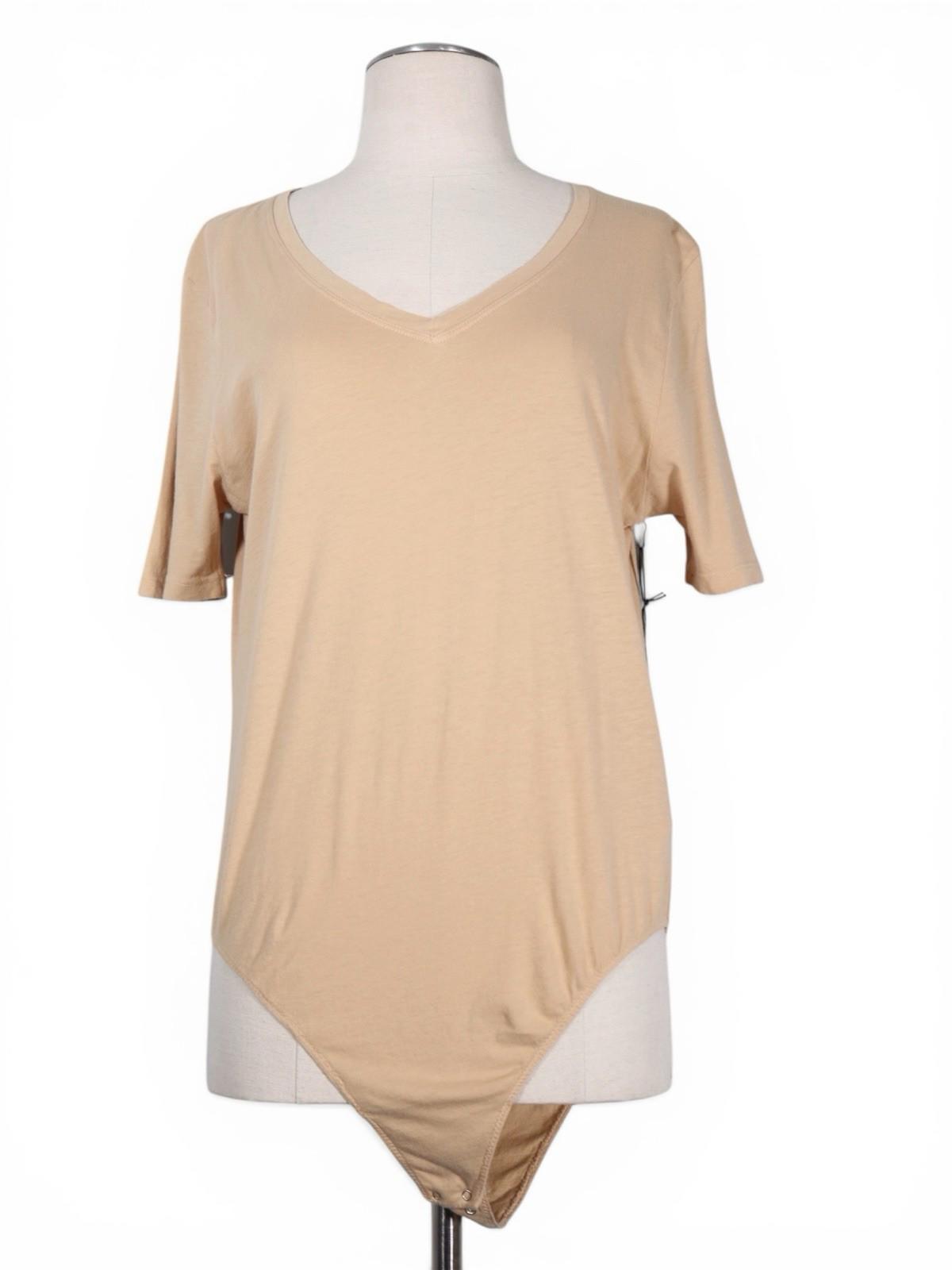 Citizens Of Humanity Melany V Neck Bodysuit Nude Cotton Short Sleeve Small NWT - view 6