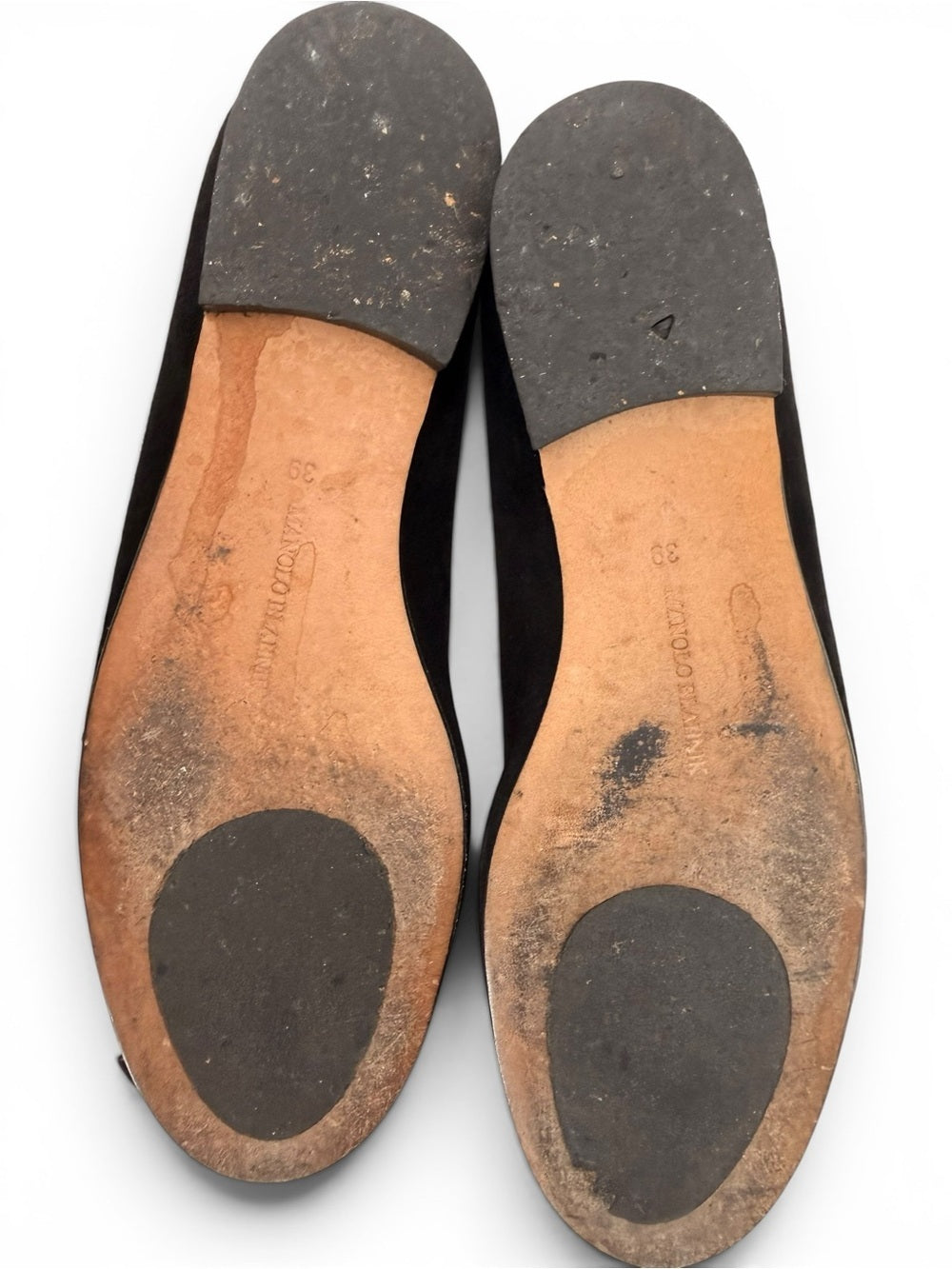 Manolo Blahnik Gisella Black Suede Ballet Flats Rosette EU 39 US 8.5 Slip On - view 4